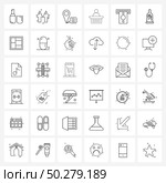 Set of 36 Line Icon Signs and Symbols of dollar, state, location, speaker, institution Vector Illustration. Стоковая иллюстрация, агентство Ingram Publishing / Фотобанк Лори