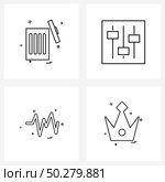 Set of 4 UI Icons and symbols for trash, heart beat , recycle bin, setting, crown Vector Illustration. Стоковая иллюстрация, агентство Ingram Publishing / Фотобанк Лори
