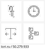 Pixel Perfect Set of 4 Vector Line Icons such as shower, uppercase, clock, timing, network Vector Illustration. Стоковая иллюстрация, агентство Ingram Publishing / Фотобанк Лори