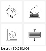 Set of 4 Line Icon Signs and Symbols of cloud, computer, sync, media, programming Vector Illustration. Стоковая иллюстрация, агентство Ingram Publishing / Фотобанк Лори