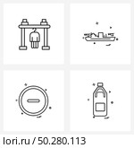 Simple Set of 4 Line Icons such as clothe, ship, outfit, military, user interface Vector Illustration. Стоковая иллюстрация, агентство Ingram Publishing / Фотобанк Лори