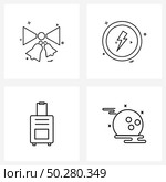 Universal Symbols of 4 Modern Line Icons of boa tie, bag, ringing, storm, moon Vector Illustration. Стоковая иллюстрация, агентство Ingram Publishing / Фотобанк Лори
