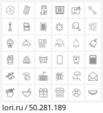 36 Universal Line Icons for Web and Mobile caution, folder error, garments, furniture, drawer Vector Illustration. Стоковая иллюстрация, агентство Ingram Publishing / Фотобанк Лори