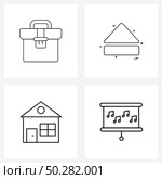 Set of 4 Simple Line Icons for Web and Print such as business, home, ui, eject, music Vector Illustration. Стоковая иллюстрация, агентство Ingram Publishing / Фотобанк Лори