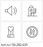 Set of 4 Line Icon Signs and Symbols of speaker computer, valentine, bladder, award, down Vector Illustration. Стоковая иллюстрация, агентство Ingram Publishing / Фотобанк Лори