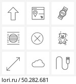 UI Set of 9 Basic Line Icons of delete, circle, watch, science, adjustment Vector Illustration. Стоковая иллюстрация, агентство Ingram Publishing / Фотобанк Лори