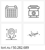 Mobile UI Line Icon Set of 4 Modern Pictograms of appointment, location, support, jus, map marker Vector Illustration. Стоковая иллюстрация, агентство Ingram Publishing / Фотобанк Лори