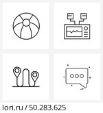 Isolated Symbols Set of 4 Simple Line Icons of ball, map, sport, defibrillator, locations Vector Illustration. Стоковая иллюстрация, агентство Ingram Publishing / Фотобанк Лори