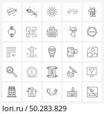 Pixel Perfect Set of 25 Vector Line Icons such as mobile, temp, sun, call, phone Vector Illustration. Стоковая иллюстрация, агентство Ingram Publishing / Фотобанк Лори