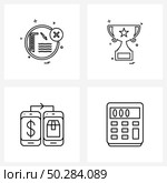 Mobile UI Line Icon Set of 4 Modern Pictograms of diver, award, swim, cup, shopping Vector Illustration. Стоковая иллюстрация, агентство Ingram Publishing / Фотобанк Лори