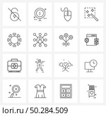 Stock Vector Icon Set of 16 Line Symbols for business, selection, cursor, select, magic Vector Illustration. Стоковая иллюстрация, агентство Ingram Publishing / Фотобанк Лори
