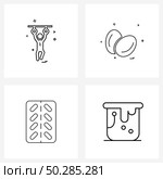 Modern Vector Line Illustration of 4 Simple Line Icons of sports, drugs, Olympics, eggs, medications Vector Illustration. Стоковая иллюстрация, агентство Ingram Publishing / Фотобанк Лори