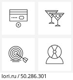 UI Set of 4 Basic Line Icons of cancel, dart, delete, glass, arrow Vector Illustration. Стоковая иллюстрация, агентство Ingram Publishing / Фотобанк Лори