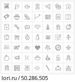 49 Universal Line Icons for Web and Mobile share, medial, sound, disease, mute Vector Illustration. Стоковая иллюстрация, агентство Ingram Publishing / Фотобанк Лори