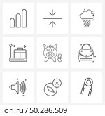 Set of 9 Simple Line Icons for Web and Print such as savings, finance, rainy, capital, travel Vector Illustration. Стоковая иллюстрация, агентство Ingram Publishing / Фотобанк Лори