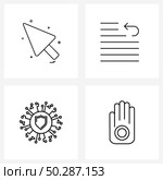 Set of 4 Simple Line Icons of pointer, protection, arrow, formatting, circuit Vector Illustration. Стоковая иллюстрация, агентство Ingram Publishing / Фотобанк Лори
