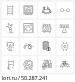 Set of 16 Line Icon Signs and Symbols of makeup, beauty, knife, sport, dumb Vector Illustration. Стоковая иллюстрация, агентство Ingram Publishing / Фотобанк Лори
