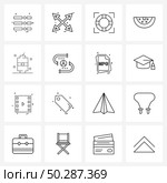 Mobile UI Line Icon Set of 16 Modern Pictograms of beer, beach, lemon, view Vector Illustration. Стоковая иллюстрация, агентство Ingram Publishing / Фотобанк Лори