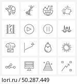 Simple Set of 16 Line Icons such as eco, thumbs up, business, liked, investment Vector Illustration. Стоковая иллюстрация, агентство Ingram Publishing / Фотобанк Лори