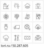 Stock Vector Icon Set of 16 Line Symbols for rose, natural, turn, grow, cloud connection Vector Illustration. Стоковая иллюстрация, агентство Ingram Publishing / Фотобанк Лори