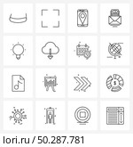 16 Universal Line Icon Pixel Perfect Symbols of memory, bulb, location, brain, message Vector Illustration. Стоковая иллюстрация, агентство Ingram Publishing / Фотобанк Лори