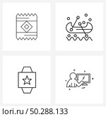 Stock Vector Icon Set of 4 Line Symbols for antique, star, fringe, boat, time Vector Illustration. Стоковая иллюстрация, агентство Ingram Publishing / Фотобанк Лори