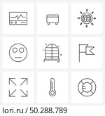 Mobile UI Line Icon Set of 9 Modern Pictograms of windows, normal, brain, neutral, emotes Vector Illustration. Стоковая иллюстрация, агентство Ingram Publishing / Фотобанк Лори