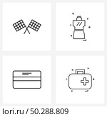 4 Editable Vector Line Icons and Modern Symbols of flags, credit card, volleyball, bride, withdrawal Vector Illustration. Стоковая иллюстрация, агентство Ingram Publishing / Фотобанк Лори
