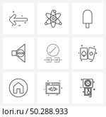 Isolated Symbols Set of 9 Simple Line Icons of ok, volume, science, speaker, audio Vector Illustration. Стоковая иллюстрация, агентство Ingram Publishing / Фотобанк Лори