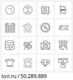Set of 16 Simple Line Icons for Web and Print such as date, mv, bold, files, file type Vector Illustration. Стоковая иллюстрация, агентство Ingram Publishing / Фотобанк Лори