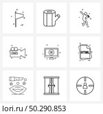 Set of 9 Line Icon Signs and Symbols of movie, camera, wood, camera, Olympics Vector Illustration. Стоковая иллюстрация, агентство Ingram Publishing / Фотобанк Лори