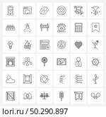 Set of 36 Simple Line Icons for Web and Print such as smart phone, valentine, speed, heart, restore Vector Illustration. Стоковая иллюстрация, агентство Ingram Publishing / Фотобанк Лори
