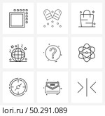 Mobile UI Line Icon Set of 9 Modern Pictograms of YouTube, party, bag, ball, shopping Vector Illustration. Стоковая иллюстрация, агентство Ingram Publishing / Фотобанк Лори