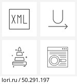 Universal Symbols of 4 Modern Line Icons of file, road, font, underline, search Vector Illustration. Стоковая иллюстрация, агентство Ingram Publishing / Фотобанк Лори