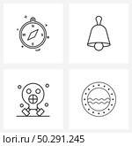 Pixel Perfect Set of 4 Vector Line Icons such as campus, gas, direction, bell, emergencies Vector Illustration. Стоковая иллюстрация, агентство Ingram Publishing / Фотобанк Лори