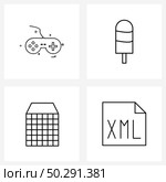 4 Universal Icons Pixel Perfect Symbols of game console, geometry, ice, sea, multi Vector Illustration. Стоковая иллюстрация, агентство Ingram Publishing / Фотобанк Лори