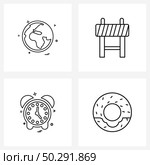 Line Icon Set of 4 Modern Symbols of globe, clock, internet, block, minutes Vector Illustration. Стоковая иллюстрация, агентство Ingram Publishing / Фотобанк Лори