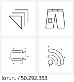 Stock Vector Icon Set of 4 Line Symbols for chevron, image, up, pants, camera Vector Illustration. Стоковая иллюстрация, агентство Ingram Publishing / Фотобанк Лори