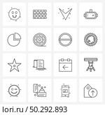 Set of 16 Simple Line Icons for Web and Print such as chairs, center table, arrow, table, Vector Illustration. Стоковая иллюстрация, агентство Ingram Publishing / Фотобанк Лори