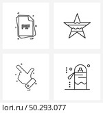 Set of 4 Simple Line Icons for Web and Print such as file, like, files, shining star, liked Vector Illustration. Стоковая иллюстрация, агентство Ingram Publishing / Фотобанк Лори