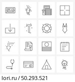 16 Universal Line Icon Pixel Perfect Symbols of aim, cursor, ladies, select, oil Vector Illustration. Стоковая иллюстрация, агентство Ingram Publishing / Фотобанк Лори
