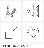 4 Editable Vector Line Icons and Modern Symbols of comb, expand, cutter, reverse, arrow Vector Illustration. Стоковая иллюстрация, агентство Ingram Publishing / Фотобанк Лори