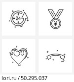 4 Editable Vector Line Icons and Modern Symbols of time, investment, minutes, currency, love Vector Illustration. Стоковая иллюстрация, агентство Ingram Publishing / Фотобанк Лори