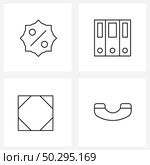 4 Universal Line Icons for Web and Mobile discount, frame, sale, folder, octagon Vector Illustration. Стоковая иллюстрация, агентство Ingram Publishing / Фотобанк Лори