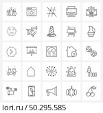 Set of 25 Simple Line Icons of printing, print, webpage, paper, tag hash Vector Illustration. Стоковая иллюстрация, агентство Ingram Publishing / Фотобанк Лори