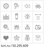 Set of 16 Modern Line Icons of language, build, media, balls, games Vector Illustration. Стоковая иллюстрация, агентство Ingram Publishing / Фотобанк Лори