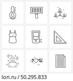 9 Interface Line Icon Set of modern symbols on purifier, filtration, avatar, dress, garments Vector Illustration. Стоковая иллюстрация, агентство Ingram Publishing / Фотобанк Лори