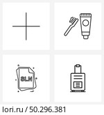 Simple Set of 4 Line Icons such as plus, file type , tooth paste, dental, sln Vector Illustration. Стоковая иллюстрация, агентство Ingram Publishing / Фотобанк Лори