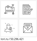 Stock Vector Icon Set of 4 Line Symbols for camcorder, avtar, editor, avatar, justice Vector Illustration. Стоковая иллюстрация, агентство Ingram Publishing / Фотобанк Лори