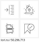 Set of 4 Simple Line Icons of indent, file type , arrow, house, dads Vector Illustration. Стоковая иллюстрация, агентство Ingram Publishing / Фотобанк Лори